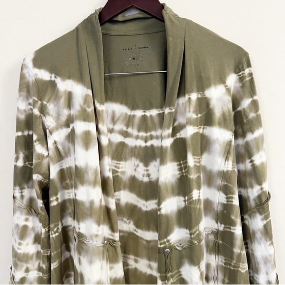 Neon Buddha Tie Dye Open Front Cardigan Soft Stretch Green Size Medium Athletic - Picture 2 of 6